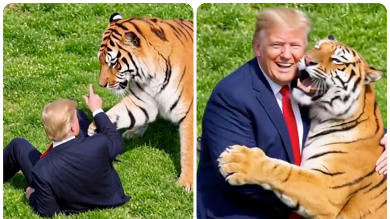 Donald Trump publica un video creado con IA con un tigre