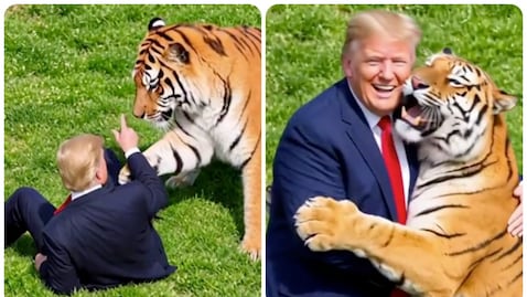 Donald Trump publica un video creado con IA con un tigre