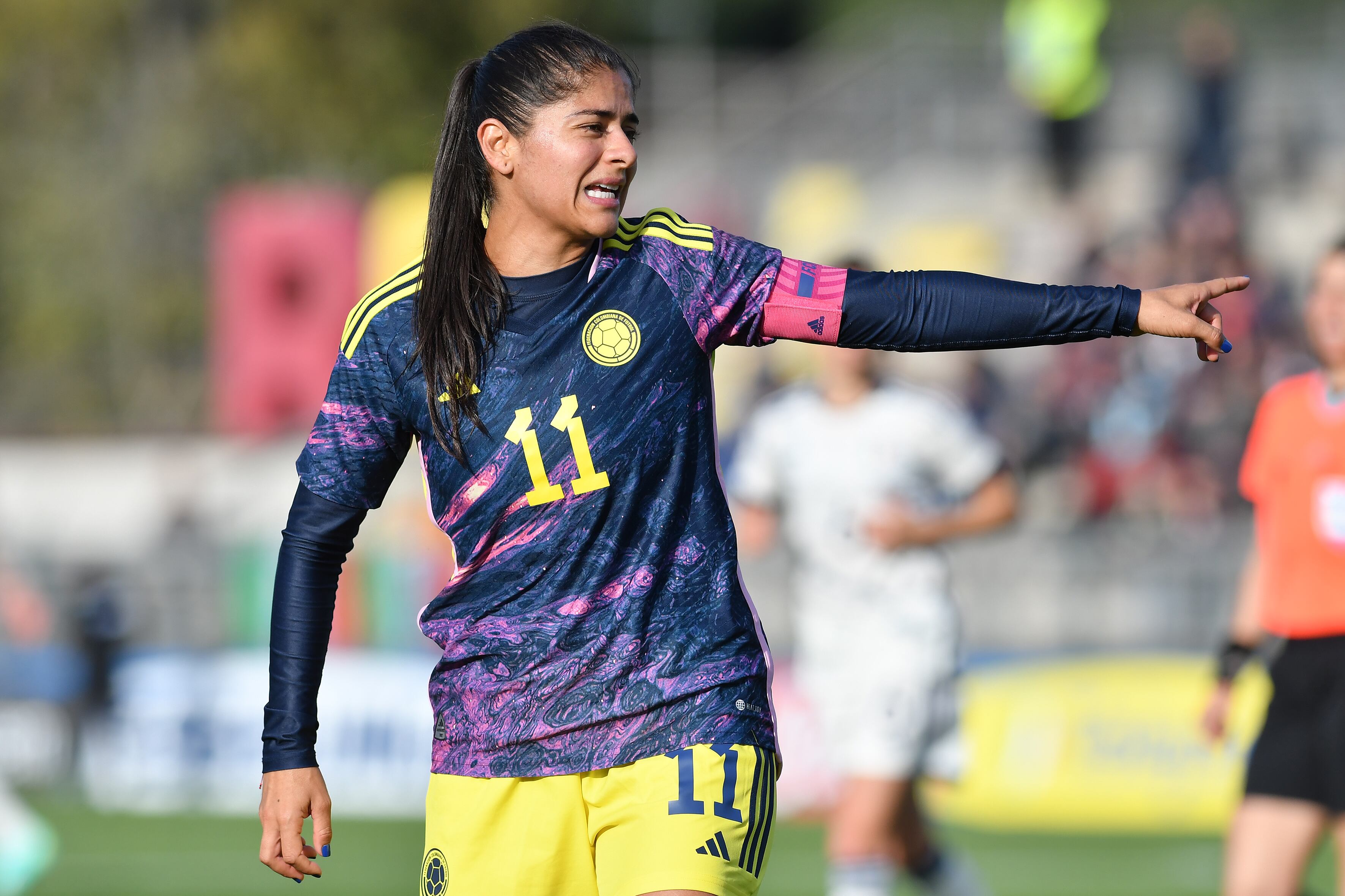 Colombian footballer Catalina Usme during the friendly match between Italy and Colombia at Stadio Tre Fontane. Rome (Italy), April 11st, 2023. (Photo by Massimo Insabato/Archivio Massimo Insabato/Mondadori Portfolio via Getty Images)