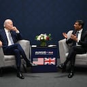 El primer ministro británico se reunió con el presidente de Estados Unidos, Joe Biden. Foto: AFP.