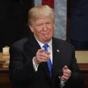 WASHINGTON, DC - JANUARY 30: U.S. President Donald J. Trump points during the State of the Union address in the chamber of the U.S. House of Representatives January 30, 2018 in Washington, DC. This is the first State of the Union address given by U.S. President Donald Trump and his second joint-session address to Congress. (Photo by Chip Somodevilla/Getty Images)