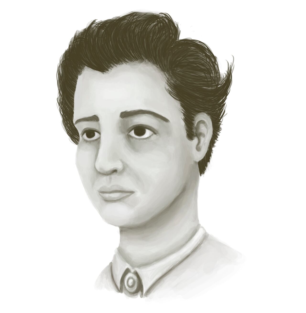 Dibujo de Hannah Arendt. Albarluque / Art&Design School, CC BY-SA
