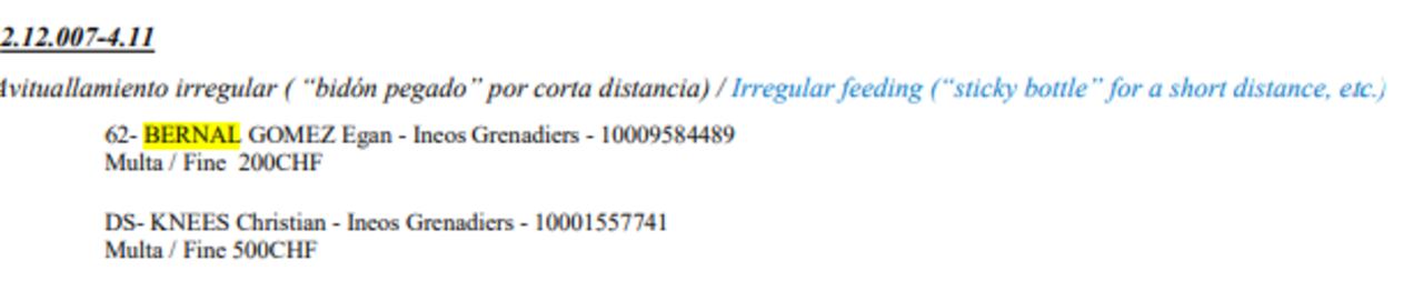 Sanción a Egan Bernal tras la etapa 20 de La Vuelta a España.