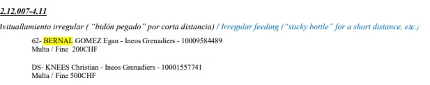 Sanción a Egan Bernal tras la etapa 20 de La Vuelta a España.