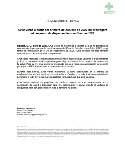 Comunicado de Cruz Verde