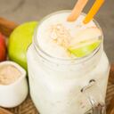 Apple smooties in glass jar, stock photo