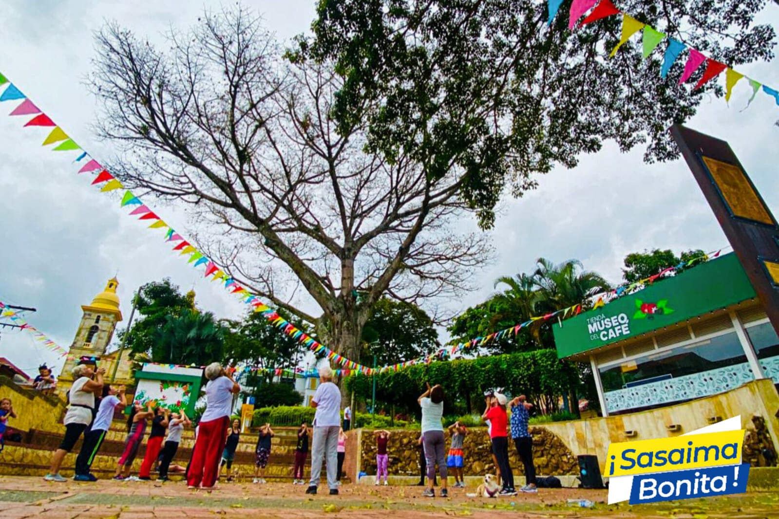 El Parque público de la Identidad es un punto de encuentro para el esparcimiento y la cultura en Sasaima, pero también es el hogar de la familia de perezosos de dos dedos.