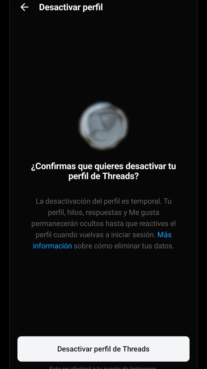 Threads cuenta con una opción para eliminar el perfil sin perder la cuenta de Instagram.