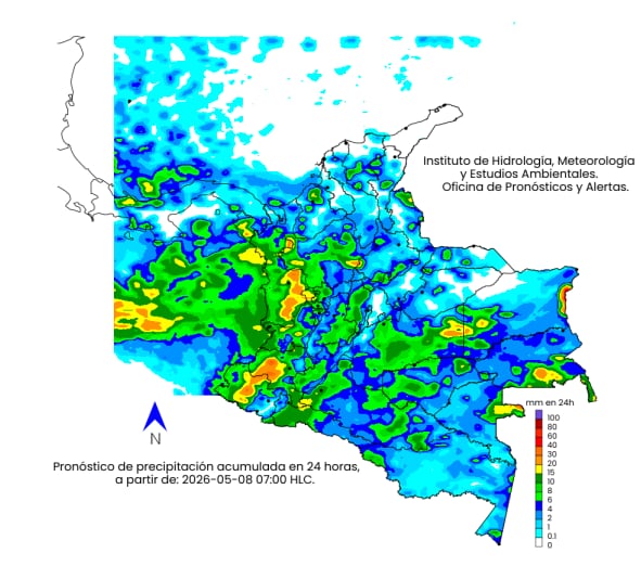 Clima del viernes 8 de mayo del Ideam.
