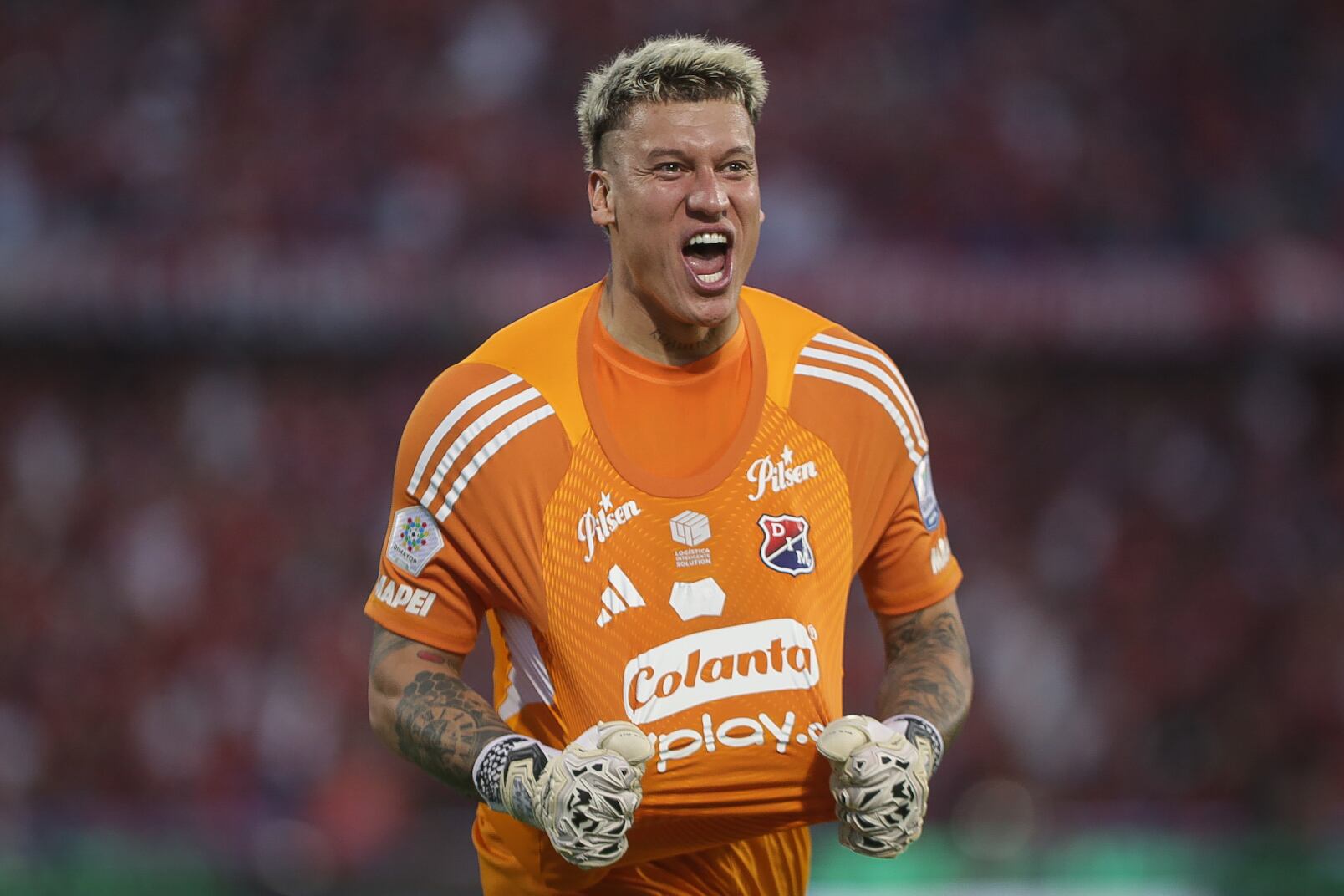 Medellín. Junio 29 de 2025. Independiente Medellín enfrenta a Independiente Santa Fe, por encuentro válido de la Liga BetPlay I 2025 final de vuelta, en el Estadio Atanasio Girardot. (Colprensa - Cristian Bayona).