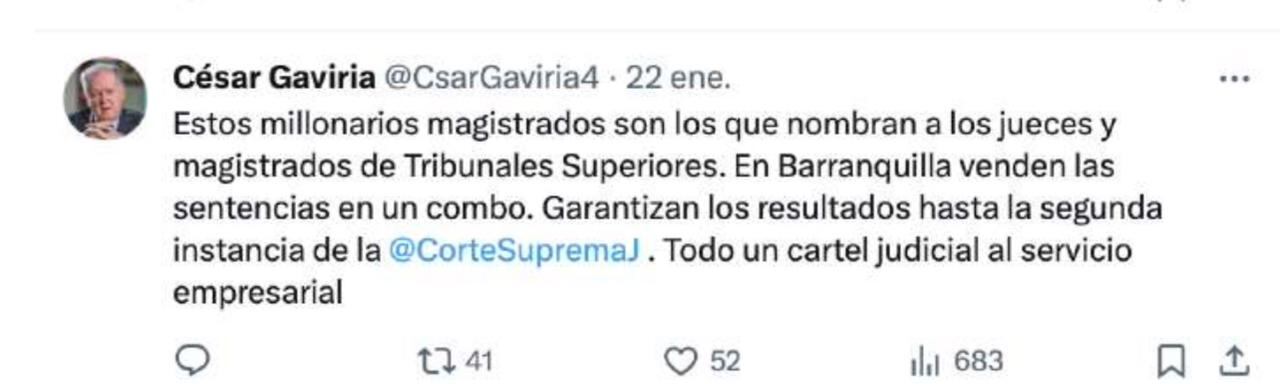 Este es el perfil falso desde donde cuestionan a la Corte Suprema de Justicia.