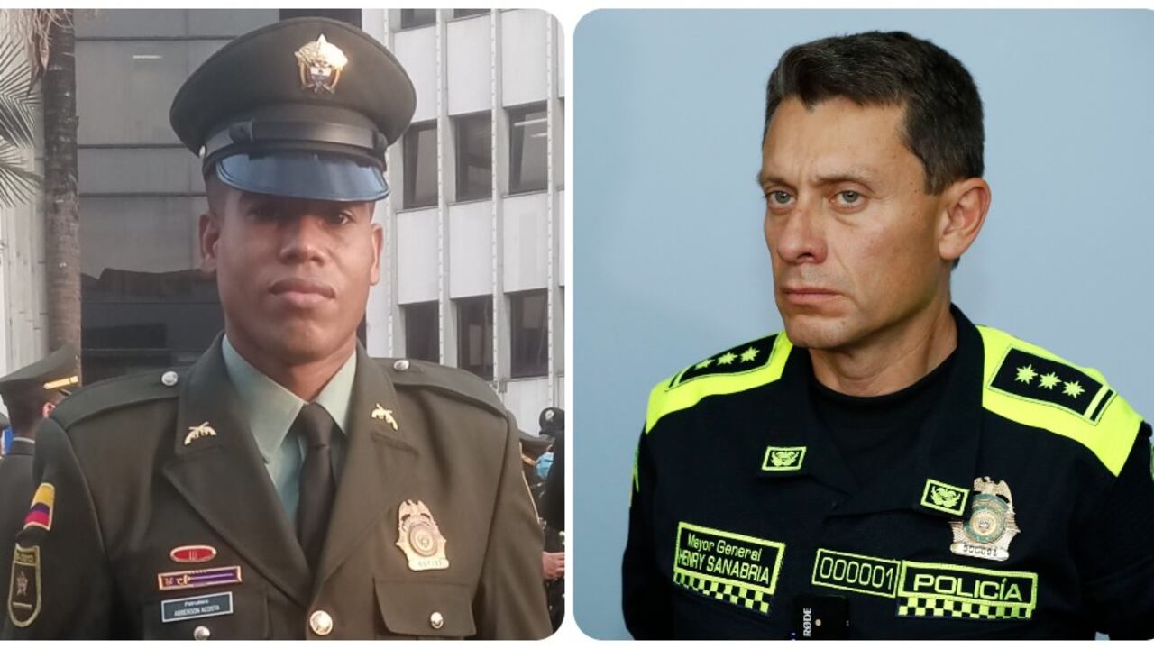 El patrullero Abberson de Jesús Acosta y el general Henry Sanabria, director de la Policía.