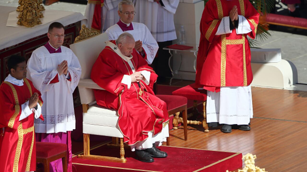 El papa Francisco durante la misa del Domingo de Ramos, primer día de la Semana Santa.