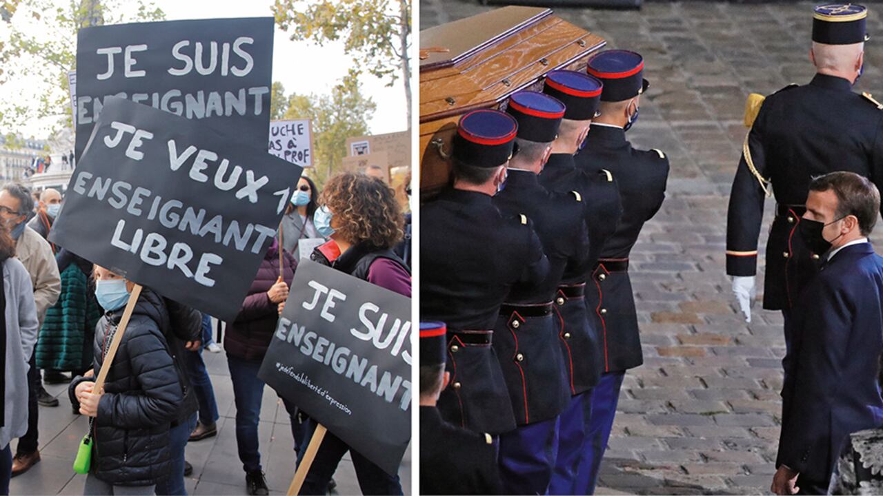 Ante la conmoción, miles de personas conmemoraron esta semana el trabajo del profesor Samuel Paty. El presidente francés Emmanuel Macron y 400 personas rindieron un homenaje en la universidad La Sorbona.