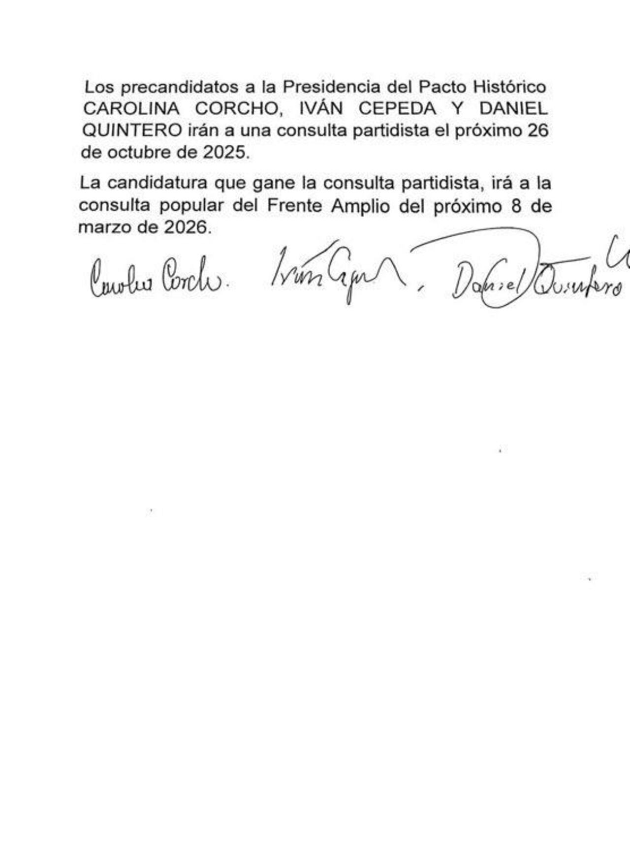 Carta del Pacto Histórico.