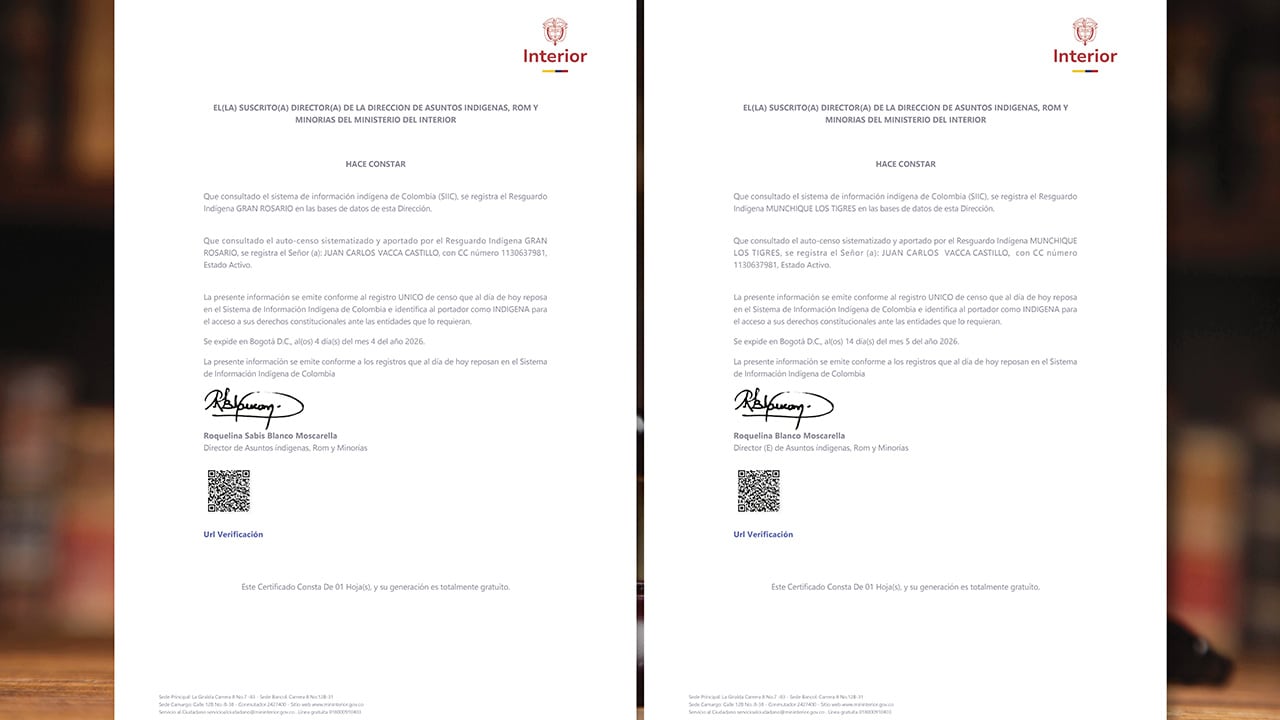  Certificados emitidos por el Ministerio del Interior en el caso de alias Dimax.