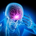 Ilustración médica de rayos X de un hombre con fuerte dolor de cabeza - Ilustración 3D