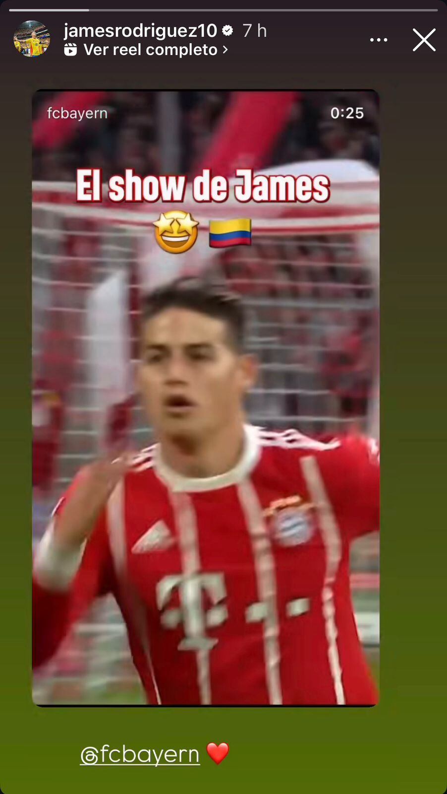 Reacción de James Rodríguez al video que le hizo Bayern Múnich previo al clásico contra Borussia Dortmund.