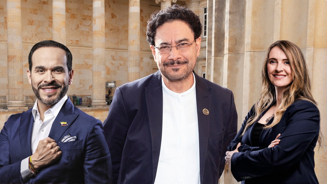 De izquierda a derecha: Abelardo de la Espriella, Iván Cepeda y Paloma Valencia.