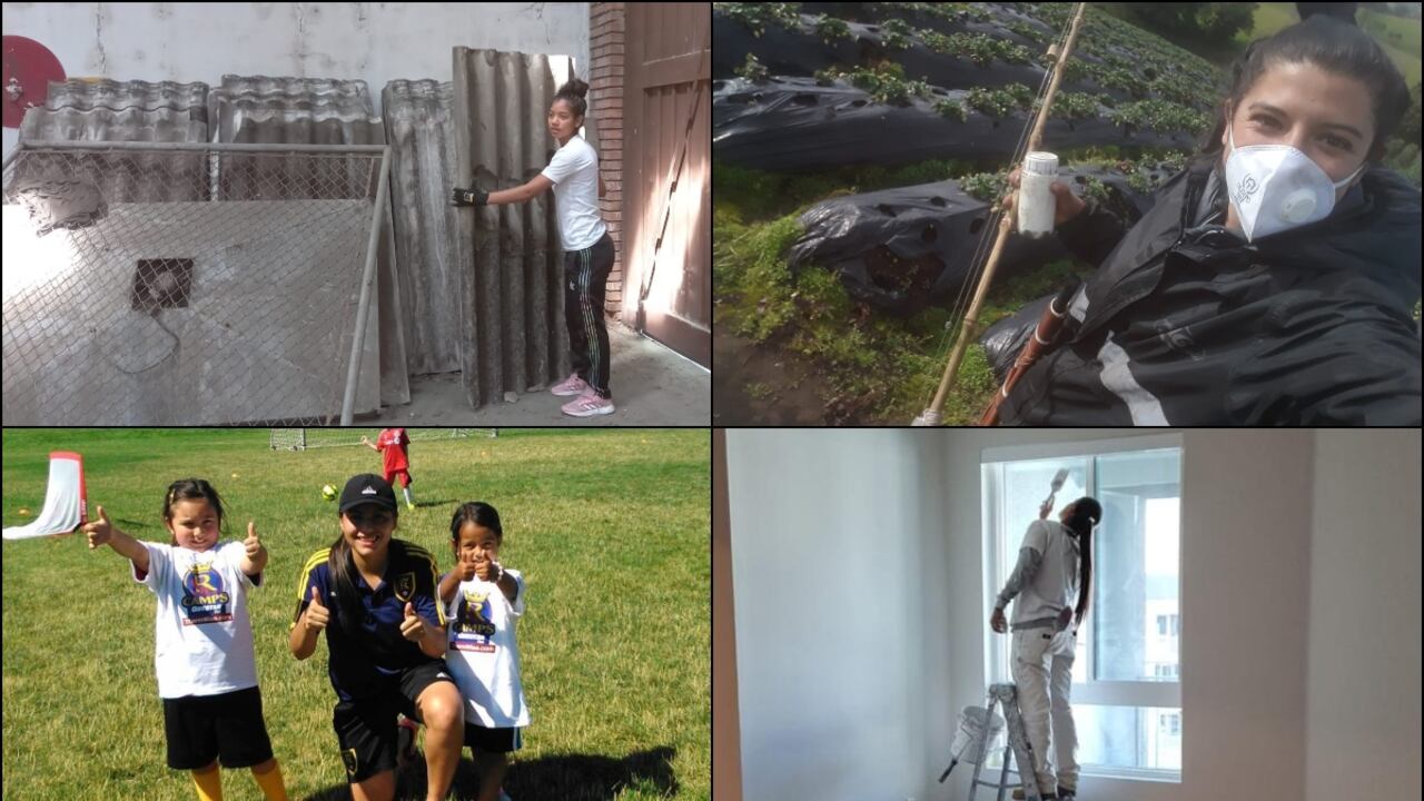 Angie Cano, Tatiana Vera, María Martínez y Daniela Tamayo, cuatro jugadoras profesionales que se la rebuscan cuando no hay liga femenina en Colombia.