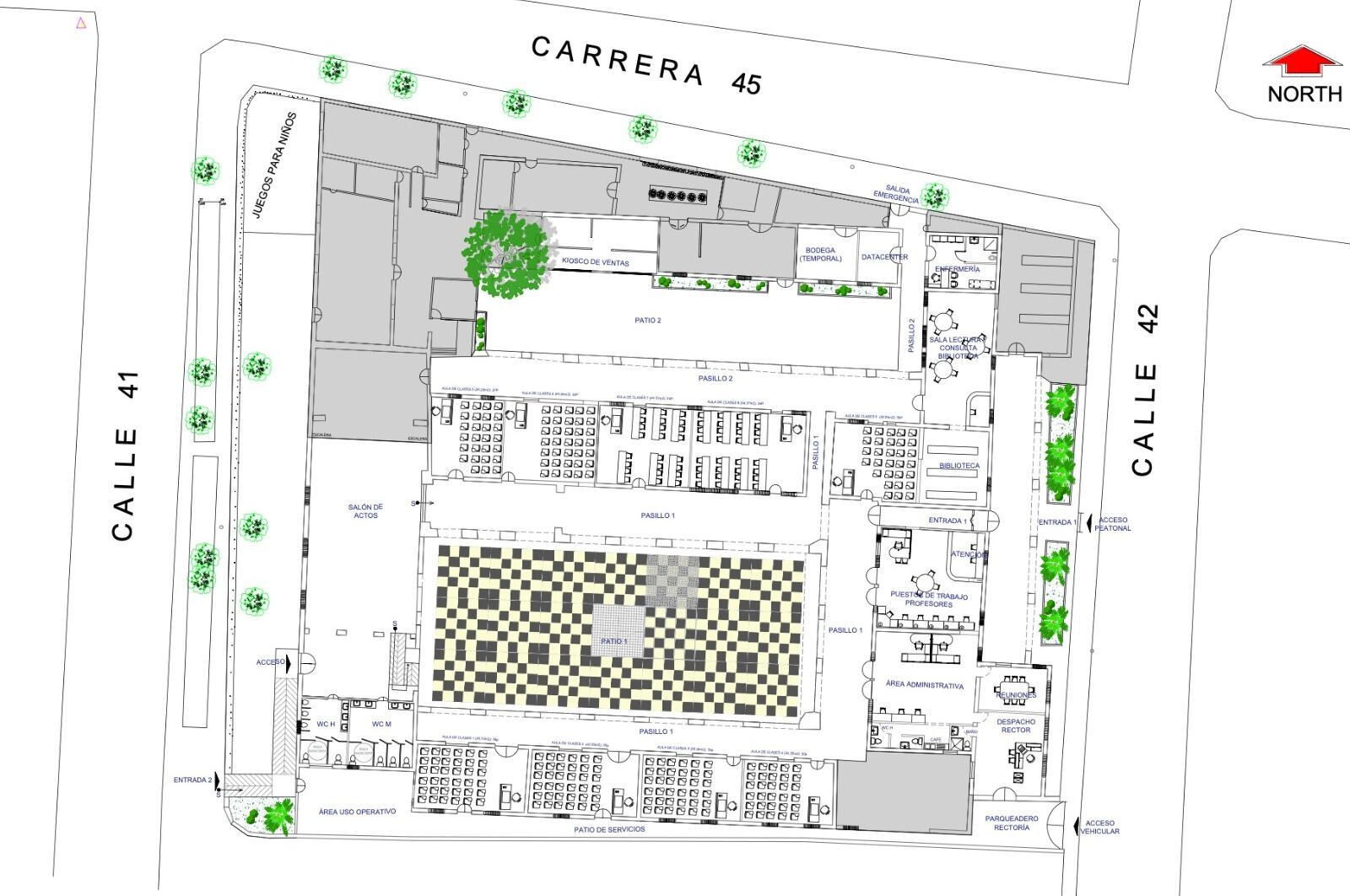 Una seccion de los planos de la nueva Universidad de Barranquilla, que abrirá sus puertas antes que finalice el año.