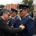 El presidente saliente Gustavo Petro en el desfile militar dle 20 de julio.