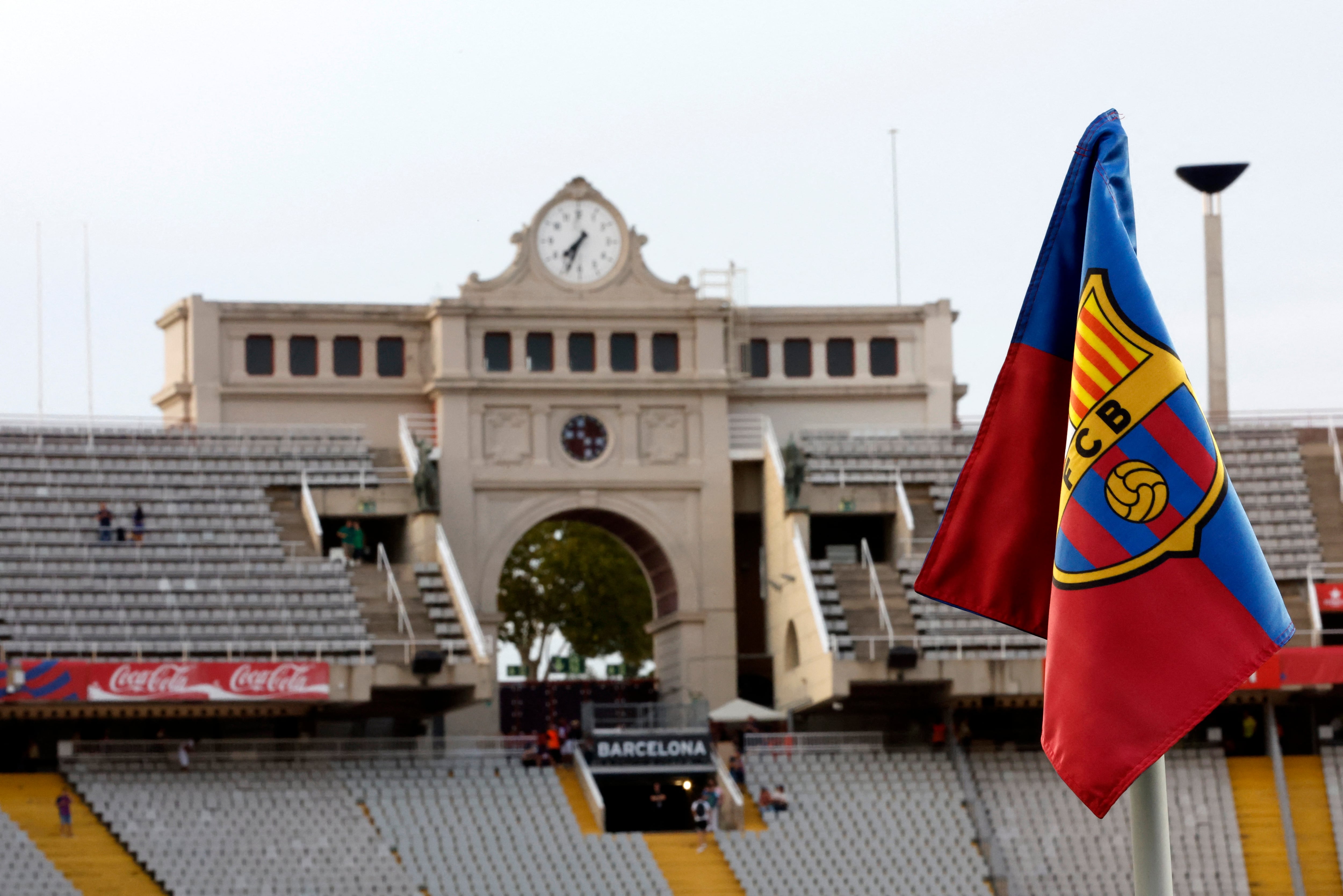 Soccer Football - LaLiga - FC Barcelona v Real Betis - Estadi Olimpic Lluis Companys, Barcelona, Spain - September 16, 2023 General view of the stand before the match REUTERS/Albert Gea