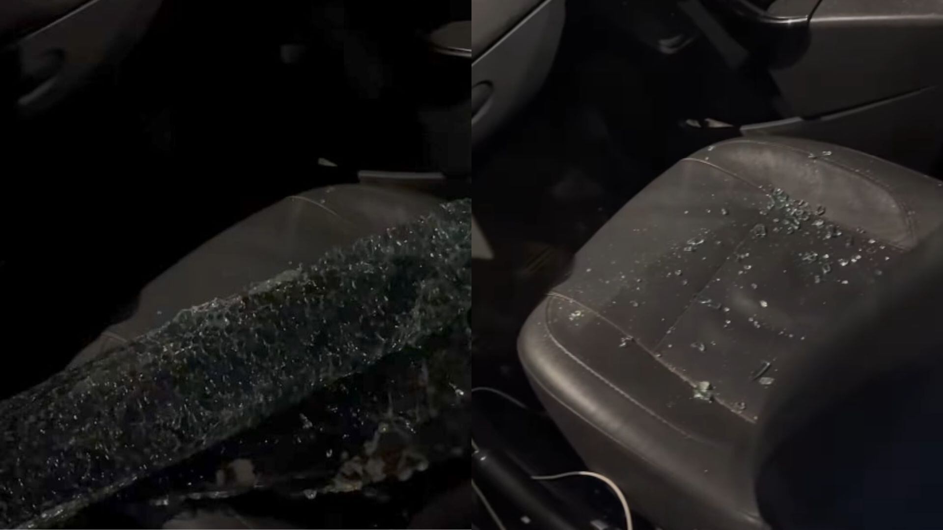 El vidrio del carro estaba roto y hurtaron sus pertenencias.