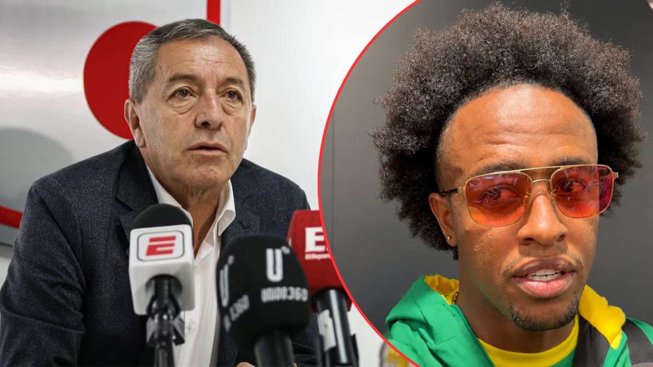 Eduardo Méndez, presidente de Independiente Santa Fe y Kevin Londoño, jugador de Bucaramanga