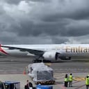 Así fue la llega del primer vuelo de Emirates a Bogotá.