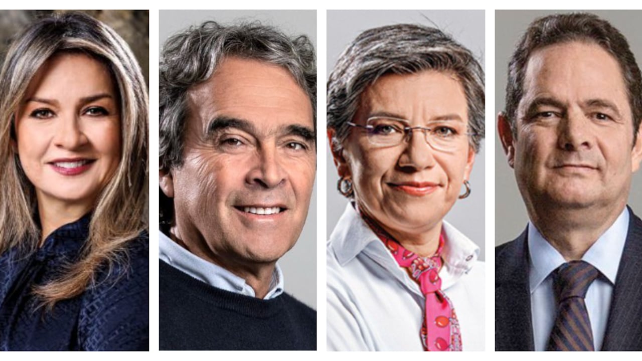 De izquierda a derecha: Vicky Dávila, Sergio Fajardo, Claudia López y Germán Vargas Lleras.