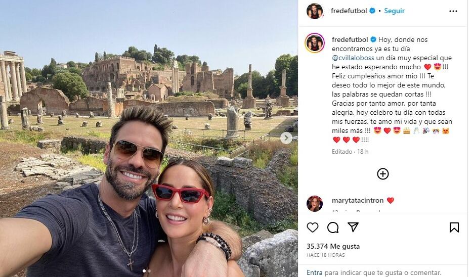 Frederick Oldenburg invitó a su novia Carmen Villalobos a pasear a Europa. Foto: Instagram @fredefutbol