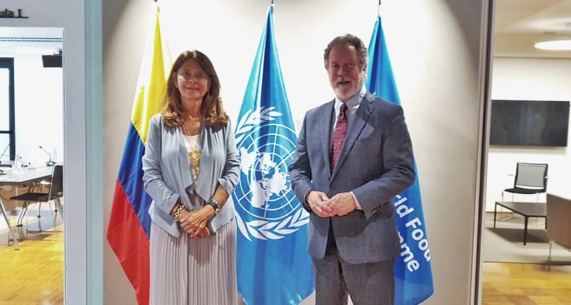Marta Lucía Ramírez vicepresidenta y canciller con el director del Programa Mundial de Alimentos David Beasley