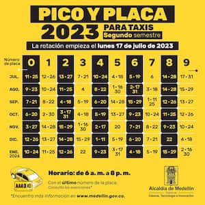 Pico y placa taxis Medellín