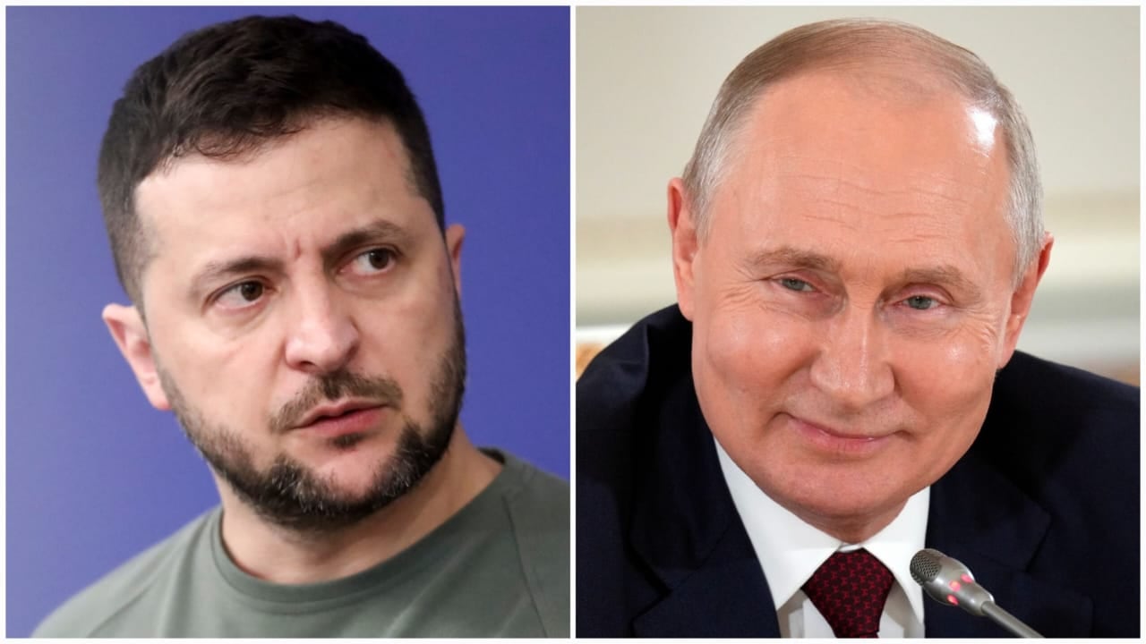 Mientras los ataques mutuos continúan, los intentos de salidas diplomáticas a la guerra entre Ucrania y Rusia mantienen en vilo al mundo. A la izquierda el ucraniano Volodímir Zelenski, y en el otro costado el ruso, Vladimir Putin.