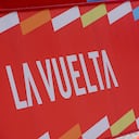 The logo of La Vuelta appears in stage 6 of La Vuelta 2025, which connects Olot in Girona and Pal in Andorra, in Pal, Andorra, on August 28, 2025. (Photo by Martin Silva Cosentino/NurPhoto via Getty Images)