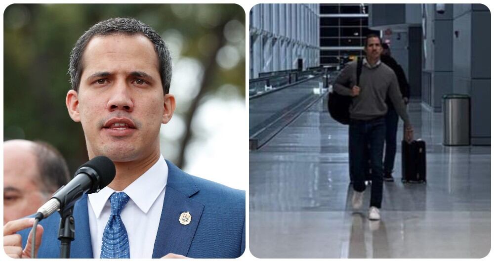 Juan Guaidó durante su salida de Colombia.