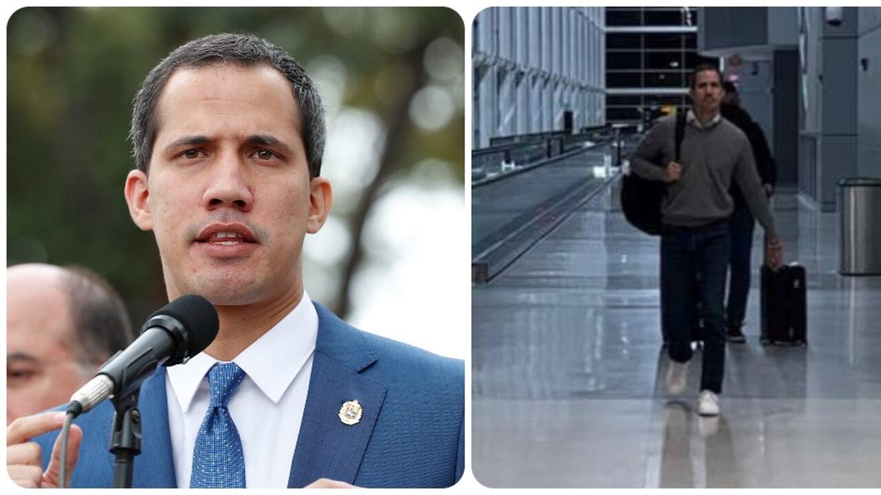 Juan Guaidó durante su salida de Colombia.