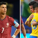 Lo que dejó el partidazo Colombia vs. Portugal: Cristiano Ronaldo (izq.) y el abrazo de James Rodríguez con Juan Fernando Quintero (der.).