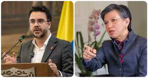 Miguel Silva, secretario general de la Alcaldía de Bogotá, y la exalcaldesa, Claudia López