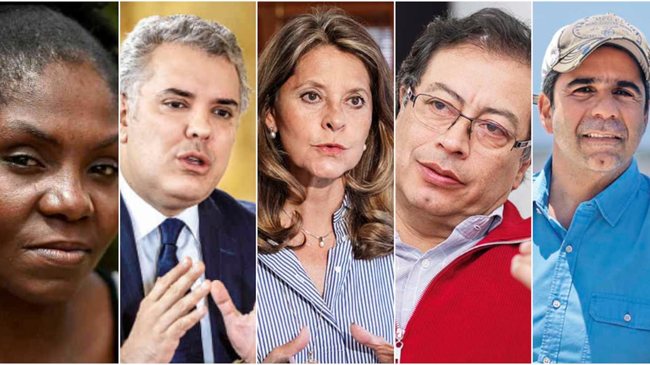 Francia Márquez, precandidata presidencial; Iván Duque, presidente de Colombia; Marta Lucía Ramírez, canciller y vicepresidenta; Gustavo Petro, senador y precandidato presidencial y Álex Char, exalcalde de Barranquilla y precandidato presidencial