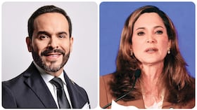 El presidente de Colombia, Abelardo De La Espriella, y la congresista estadounidense María Elvira Salazar.
