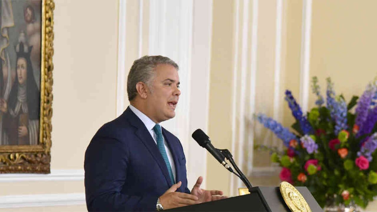 El presidente Iván Duque en la Casa de Nariño, en Bogotá