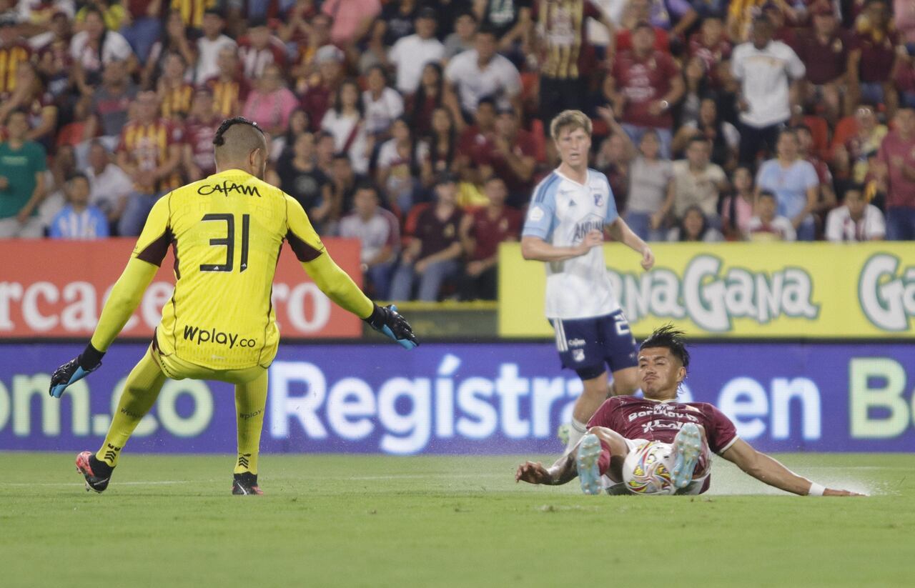 Imagen del partido entre Deportes Tolima y Millonarios por la fecha 4 del primer semestre de la Liga colombiana 2024..