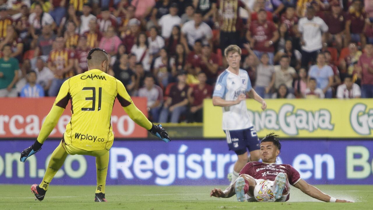 Imagen del partido entre Deportes Tolima y Millonarios por la fecha 4 del primer semestre de la Liga colombiana 2024..