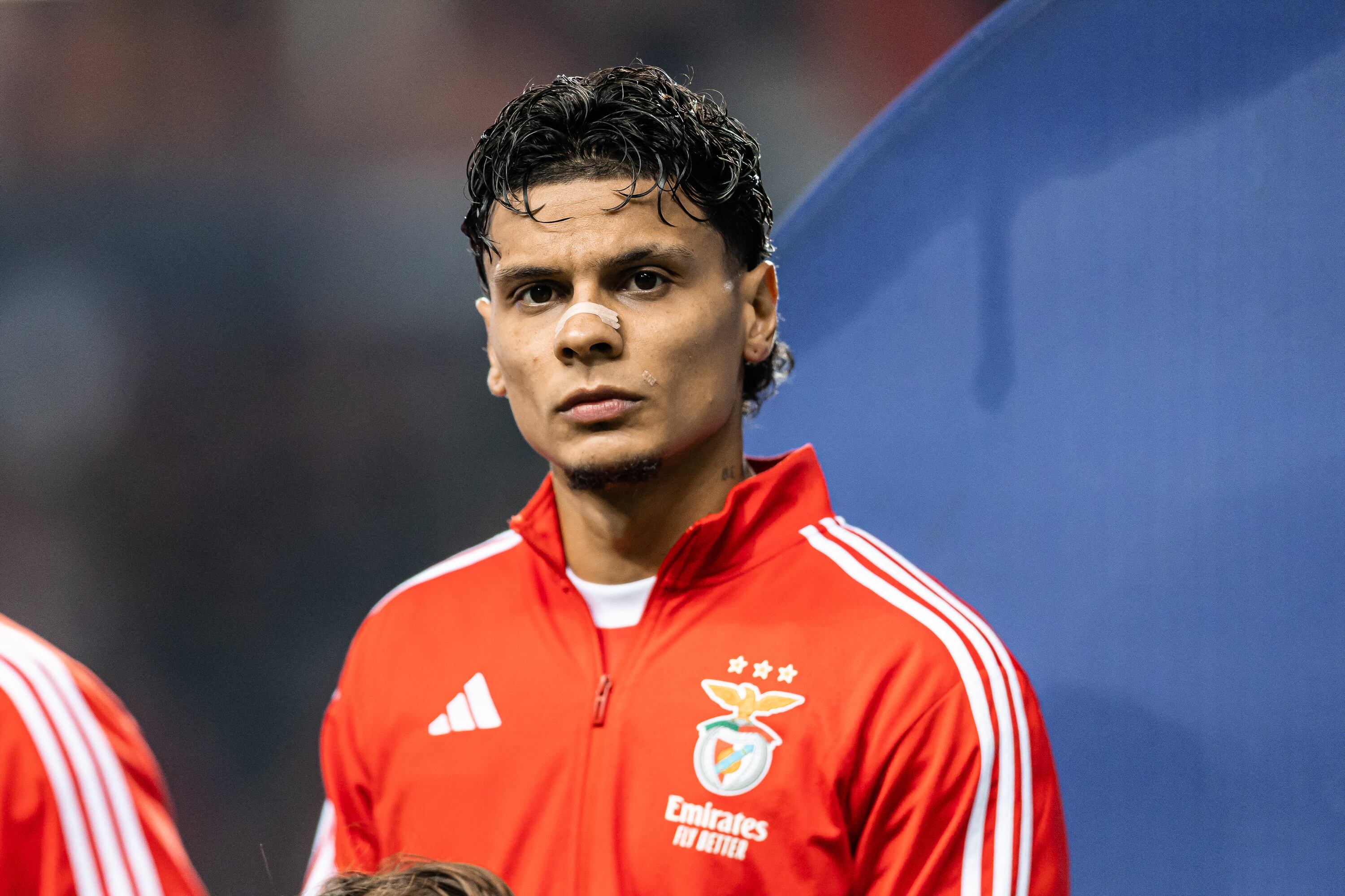 Richard Rios of SL Benfica looks on during the Allianz Cup semi-finals match between SL Benfica and SC Braga at Estadio Dr. Magalhaes Pessoa in Leiria, Portugal, on January 7, 2026. (Photo by Rodrigo Moreira/NurPhoto) (Photo by Rodrigo Moreira / NurPhoto via AFP)