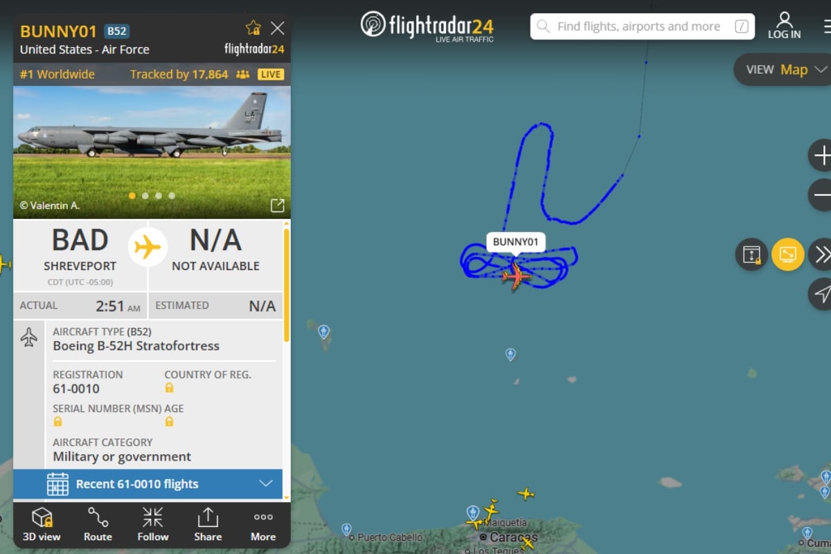Vuelos de dos bombarderos B-52 cerca a Venezuela.