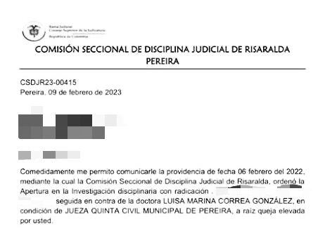 En contra de la jueza hay procesos disciplinarios