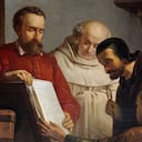 Plantin muestra un ejemplar de la Biblia Regia a Arias Montano (Jos Bellemans)