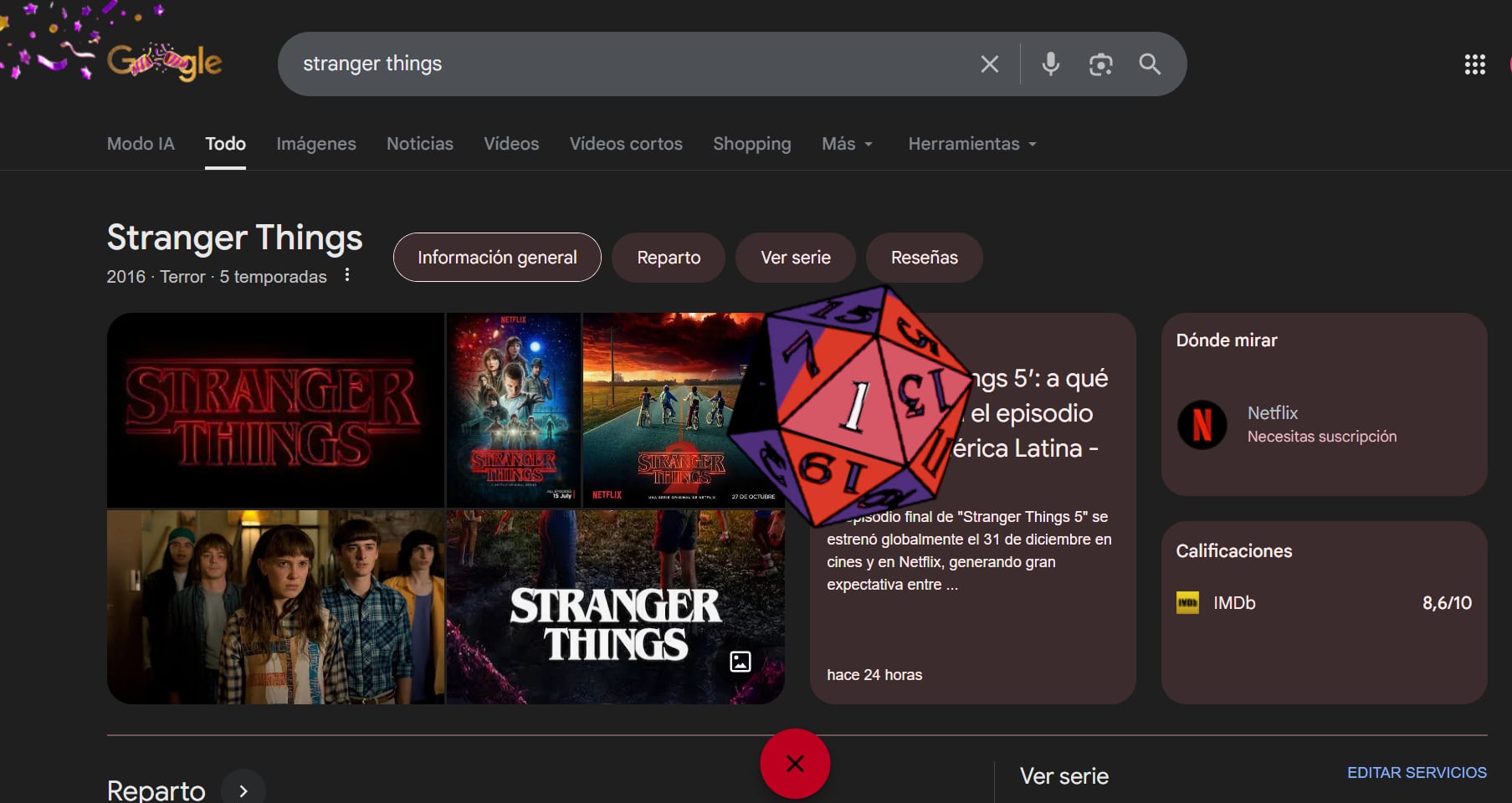 Google lanzó un efecto en homenaje a Stranger Things.